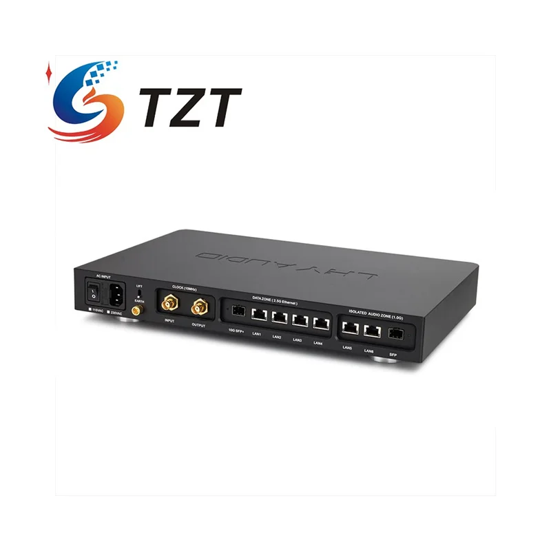 TZT Black/Silvery LHY AS8 Pro 230V/115V Audio HiFi Switch Ethernet OCXO Clock 2.5Gbps Main Switch +1Gbps Audio Isolation