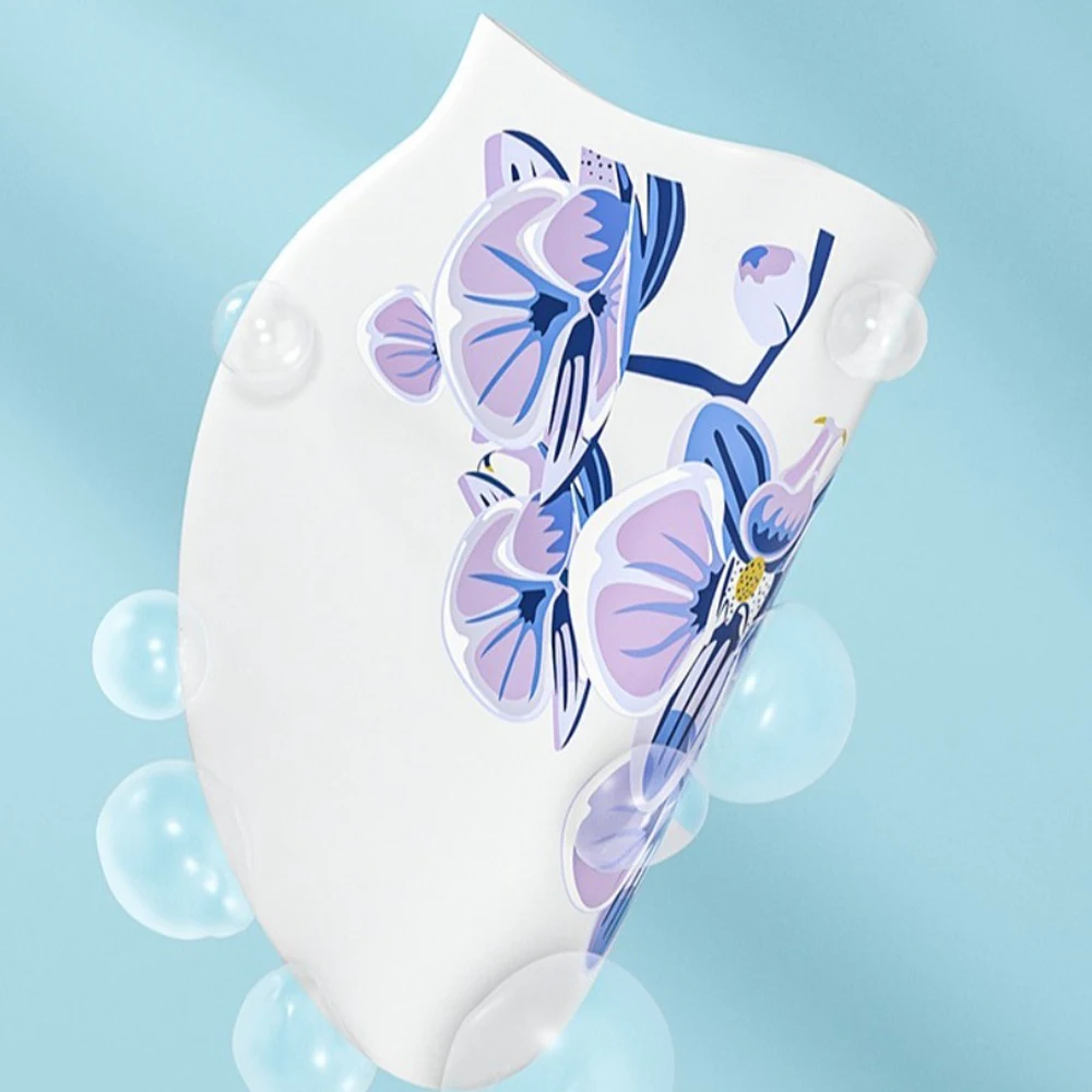 

Lightweight Silicone Swimming Cap Flower Pattern Waterproof Diving Cap Protect Ears Elastic Bathing Cap Beach