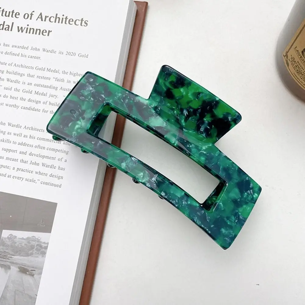 

French Style Rectangular Hollow Hair Claw Colorful Large Size Acetic Acid Hair Clip Hairpin Korean Style Shark Clip Female