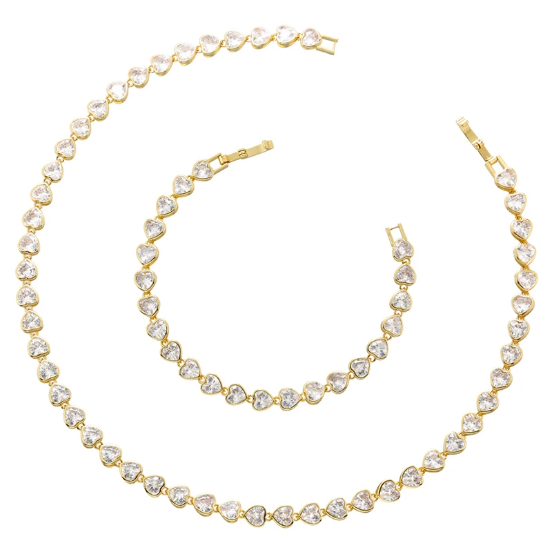 ZHUKOU heart cz stones necklaces for women heart women bracelets water drop necklaces for lady Summer Jewelry wholesale VL311