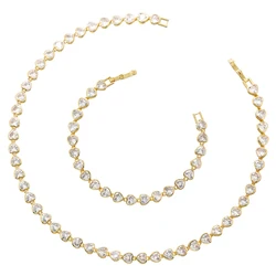 ZHUKOU heart cz stones necklaces for women heart women bracelets water drop necklaces for lady Summer Jewelry wholesale VL311