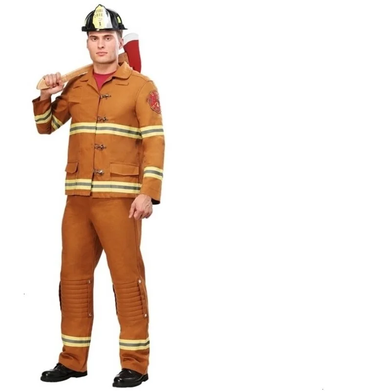 Novo bombeiro cosplay trajes de halloween para crianças adulto fogo polícia roupas bombeiro uniforme para menino homem traje conjunto