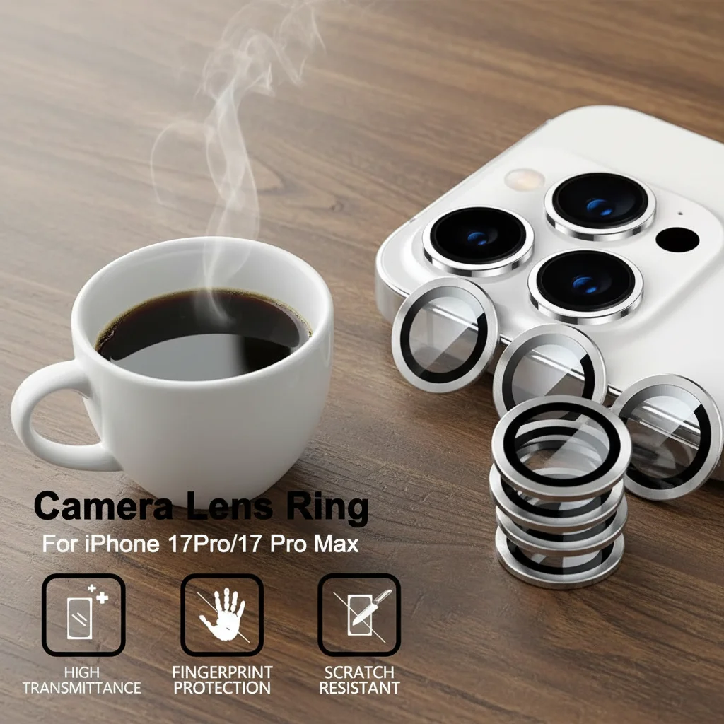 

Metal Tempered Glass Lens Protector 3D Full Cover Camera Lens Cover Snap-On Anti-Scratch for iPhone 17Pro/17 Pro Max