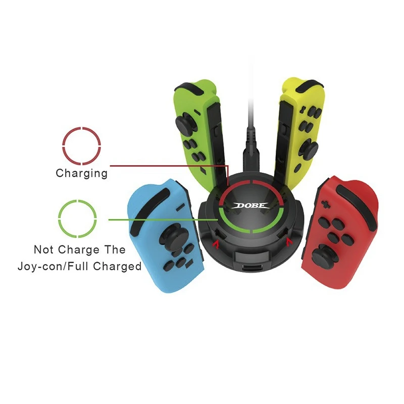 TNS-19183 4-in-1 Round Portable Charging Dock with LED Indicator for Switch Joy-Con