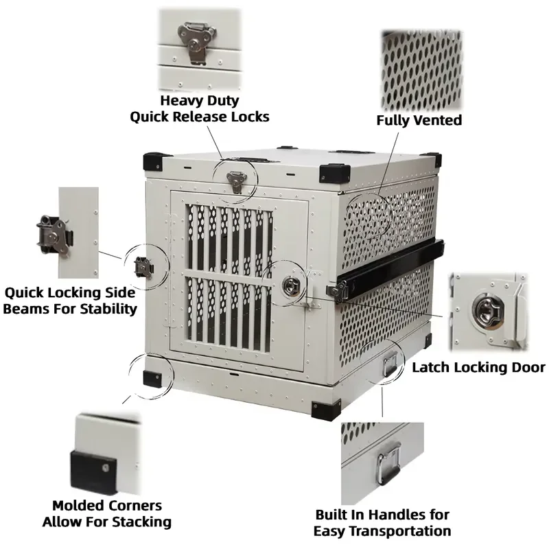 High-quality Impact Aluminum Alloy Breathable Foldable Fashion Design Dog Crate for Travel-All-Season Use Multiple Sizes
