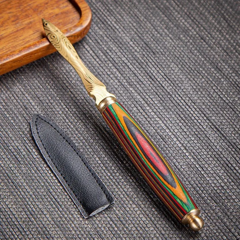 Creative Pattern Tea Knife Stainless Steel Wooden Handle Tea Needle Chinese Pu Erh Tea Knife Tea Needle Tea Set AccessoriesZJ216
