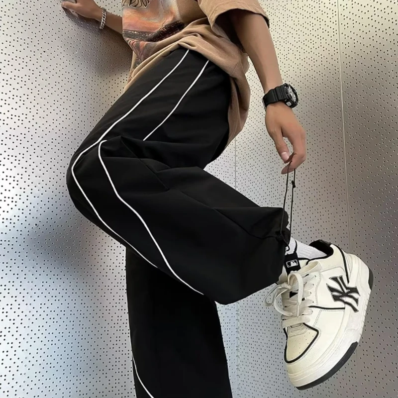 Pantalones de pierna ancha para hombre, ropa de calle Chic que combina con todo, holgada de longitud completa, Hip Hop, cintura alta, otoño