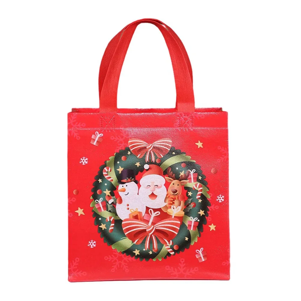 12pcs Christmas Non Woven Bag 22*23*11cm Santa Claus Tote Bag Shopping  Bag Christmas Gifts Bags Christmas Eve Pocket