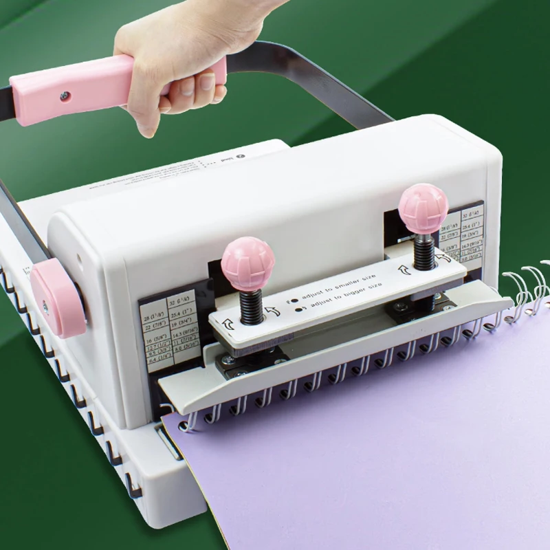 

Переплетная машина 2:1 для двойной проволочной переплетки, однопроходная, перфорация до 20 страниц, подходит для переплета книг и тетрадей