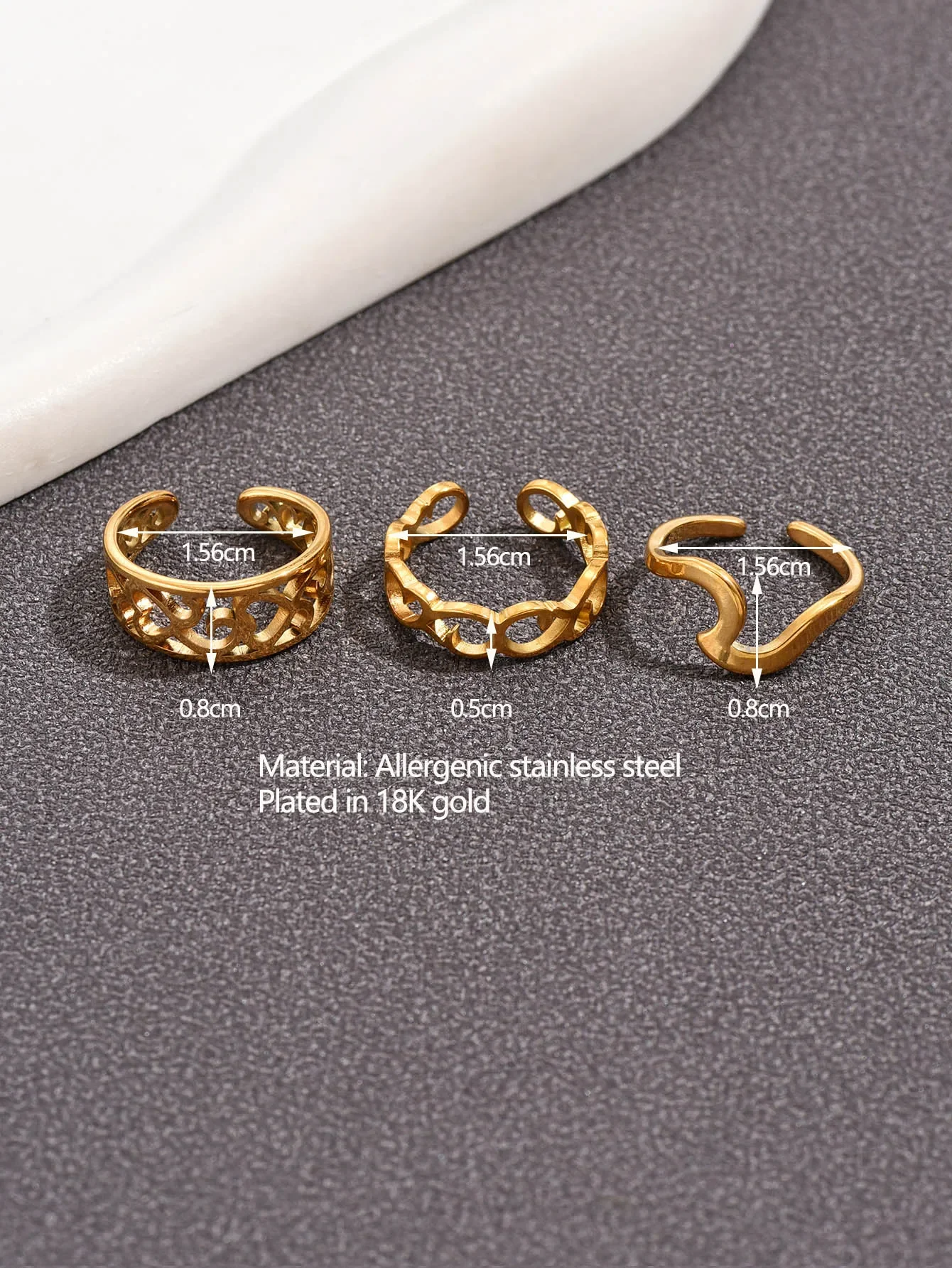 3 stainless steel gold-plated foot rings Hollow heart wave eagle beak Toe rings for men and women summer beach wear