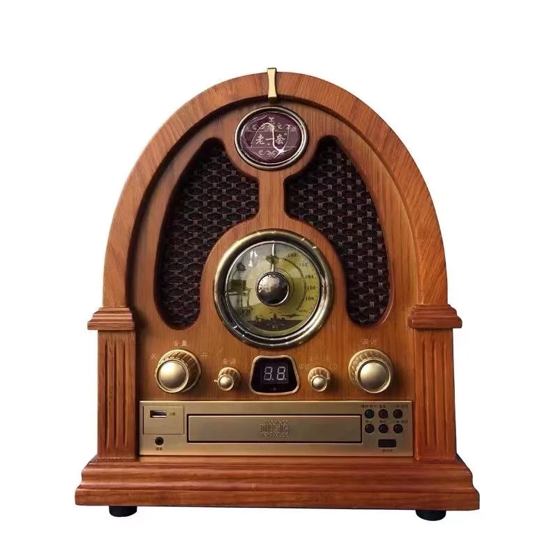 Vintage m8182 Bluetooth radio, old wooden desktop speaker, classic style speaker pointer