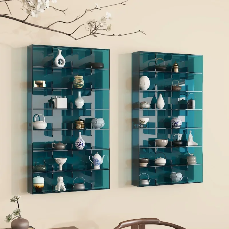 

Teacup rack Acrylic Bogu rack Wall-mounted upper wall Teapot display shelf Simple modern Duobao Pavilion partition