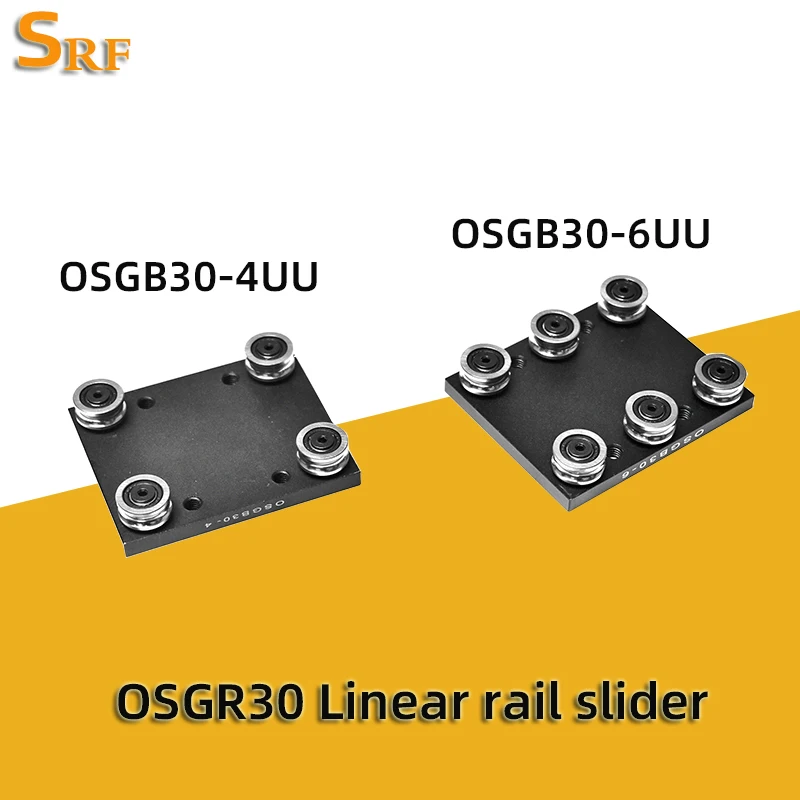 Aluminum roller linear guide rail slide block OSGR30 4 wheels 6whees Doulbe shaft-linear guide rail block