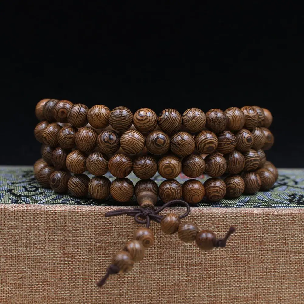 Fashion NEW Beads Wooden Wenge Tibetan Buddhist Mala Bracelet Buddha Prayer Beads Rosary