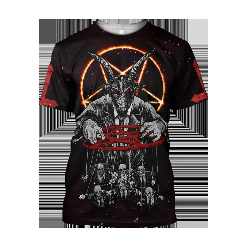 

New Devil Satan 3D Printed Men's T-shirts Summer Fashion Harajuku Hip Hop Casual Tees Streetwear Personality Round Neck Y2k Tops