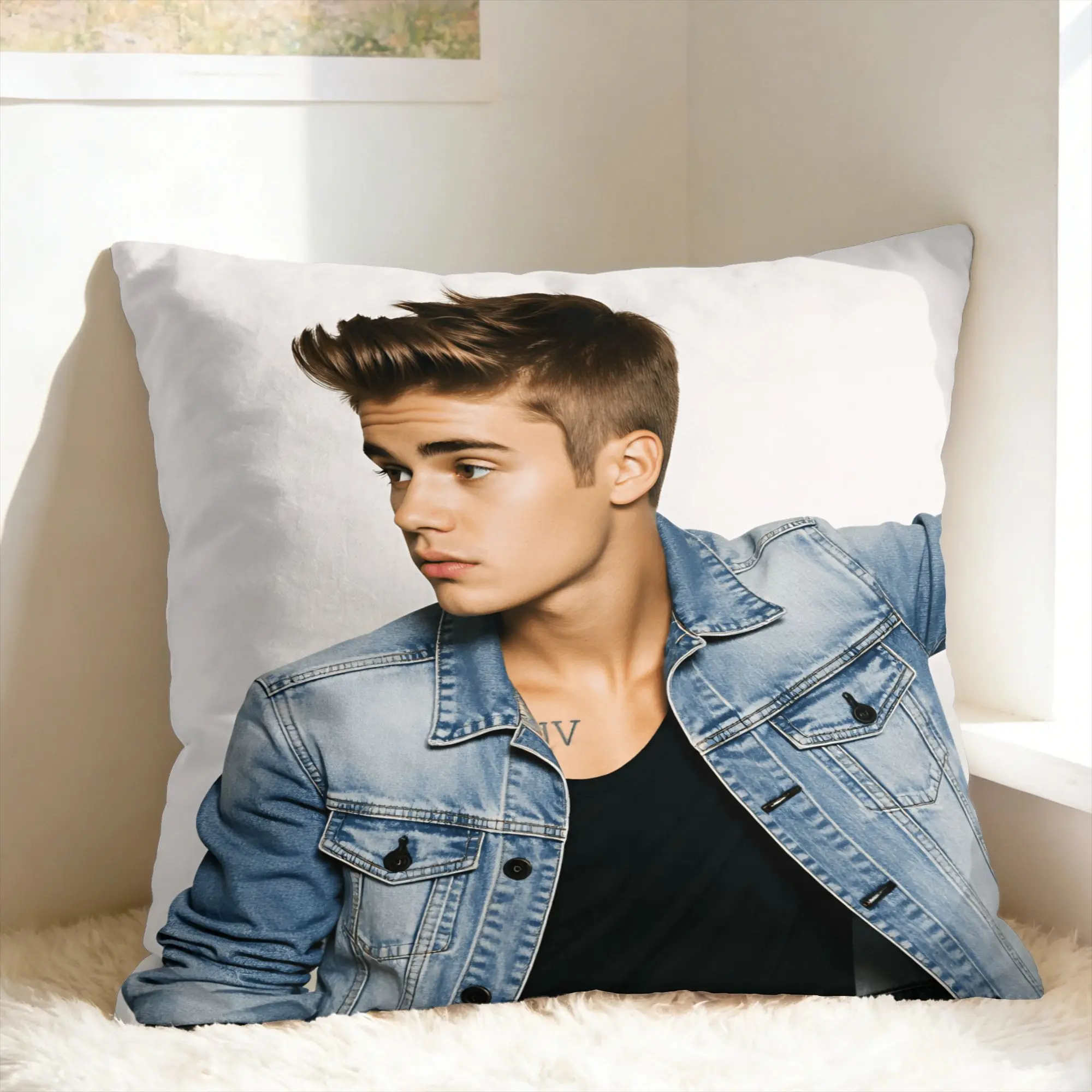 J-JustinS B-Bieber Pillow Case  Soft Pillow Cover For Living Room Sofa Retro Trendy Cushion Cover