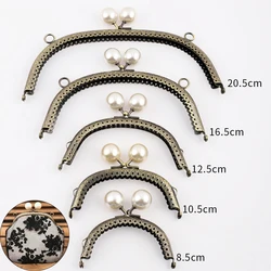 Pearl Wallet Metal Handle Frame Retro Arc Shaped DIY Purse Clutch Kiss Clasp Lock Clutch Bag Handle Handbag Accessories