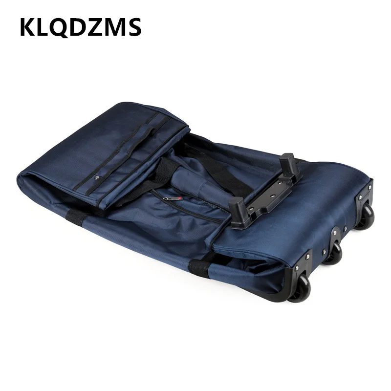 KLQDZMS Rolling Luggage Men Oxford Cloth Large Capacity Trolley Bag Outdoor Travel Storage Bag Women Foldable Checked Luggage
