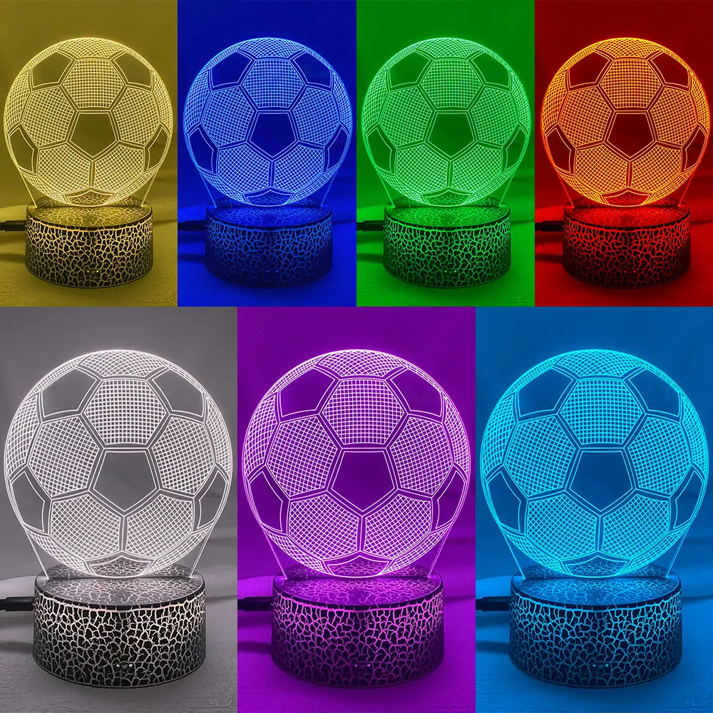 

3d Illusion Child Night Light Football Ball Touch Sensor Remote Nightlight for Kids Bedroom Decoration Soccer Table Lamp Gift