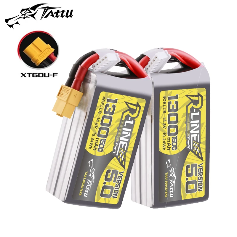 

TATTU-R-LINE 5.0 14.8V 1300mAh 150C LiPo Battery With XT60 Plug For RC Helicopter Quadcopter FPV Racing Drone Parts 4S Battery