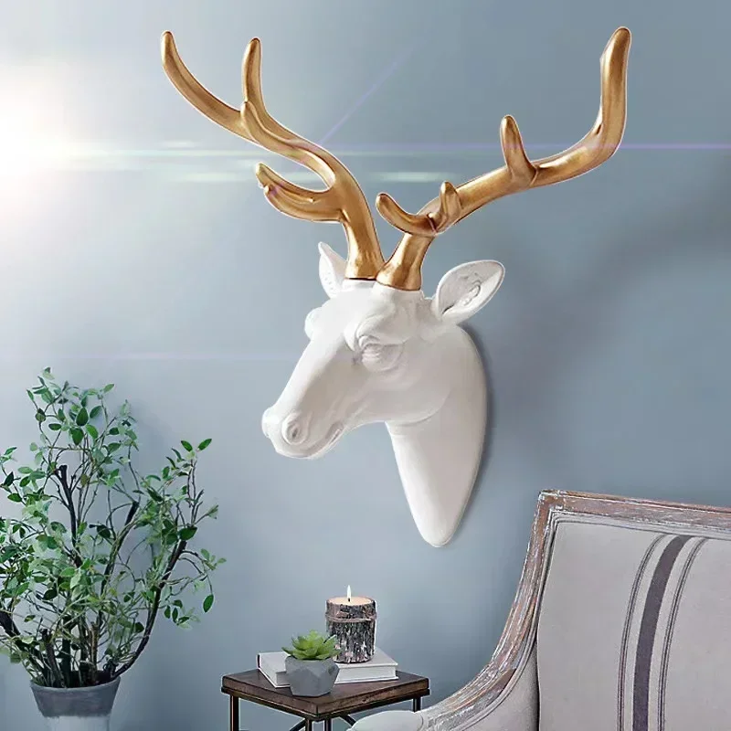 Lucky deer head wall decoration wall hanging European style creative living room TV background wall decoration