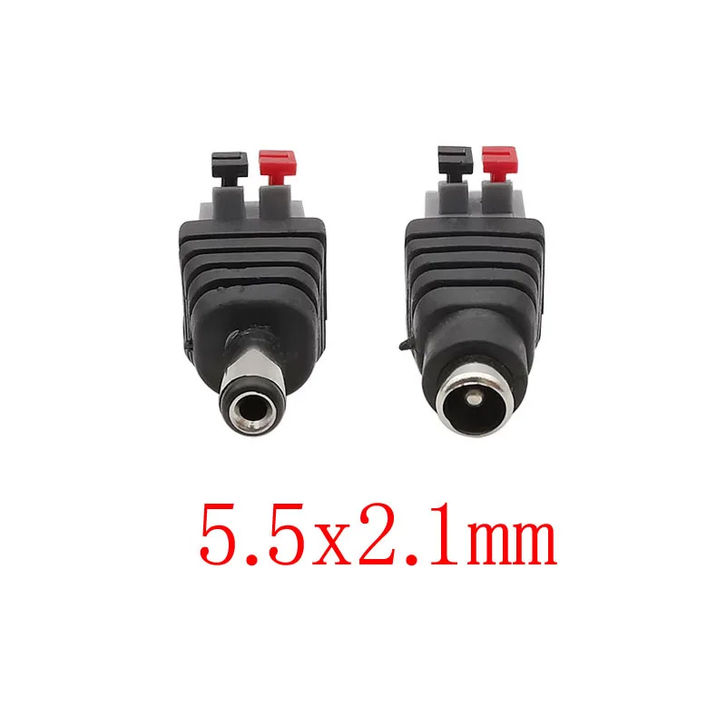 DC Connectors Male Female 5.5x2.1mm DC Power Plug Adapter Solderless Jacks Sockets Connector For DIY LED Light Strip CCTV Camera