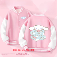 Kids Sanrio Fall/Winter Jacket Baseball Uniform Cinnamoroll & Bear Pattern Print Thick Warm Stylish Coat for Boys and Girls 2-14