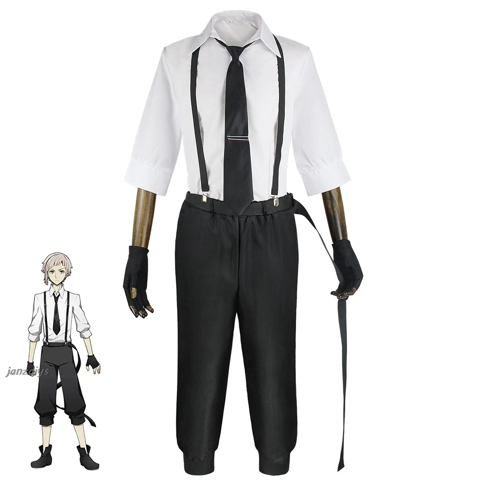 Nakajima Atsushi Cosplay Kostuum Shirt Broek Pruik Nakajima Atsushi Volledige Set Met Outfits Pruik Voor Comic Con