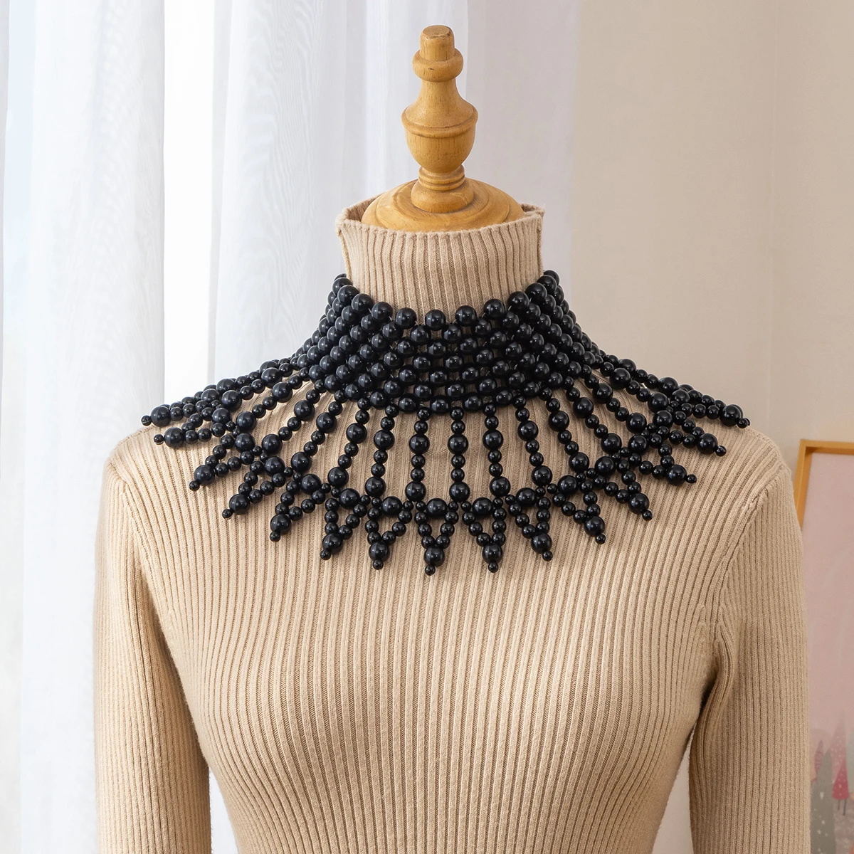 

Multi-Layer Pearl Tassel Necklace Exaggerated European Style Shawl-Style Neck Chain