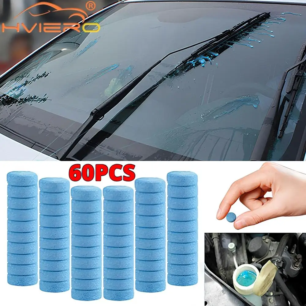 20/40/60Pcs Car Vehicle Windshield Solid Soap Piece Window Glass Washing Cleaning Paint Protective Foil Effervescent Tablet Wash