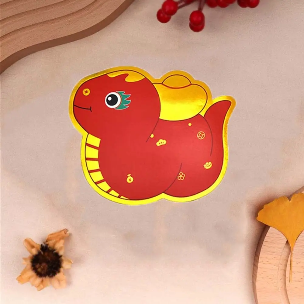 Spring Festive Decoration Snake Shape Chinese New Year Red Envelope Hot Stamping Solid Lucky Money Bag Thickened Red Packet 2025