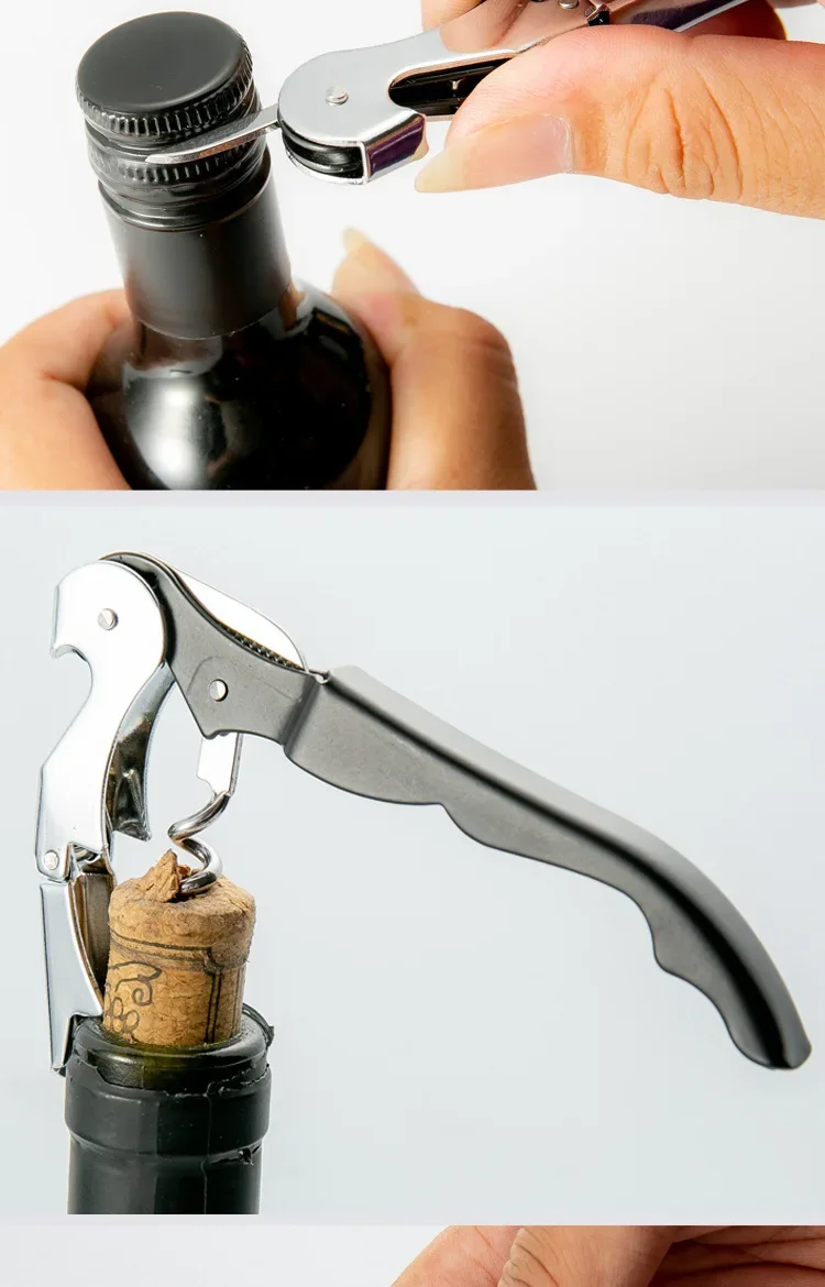 Edelstahl Rotwein-Bierflaschenöffner Korkenzieher Multifunktions-Seepferdchen-Sicherheitskutter Küchen- und Barwerkzeuge – Detail 5