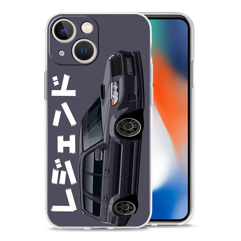 Luxury Phone Case For iPhone 15 14 13 12 11 Pro Max XS X XR 7 8 Plus Soft Clear Shockproof Cover JDM Tokyo Drift Sports Car