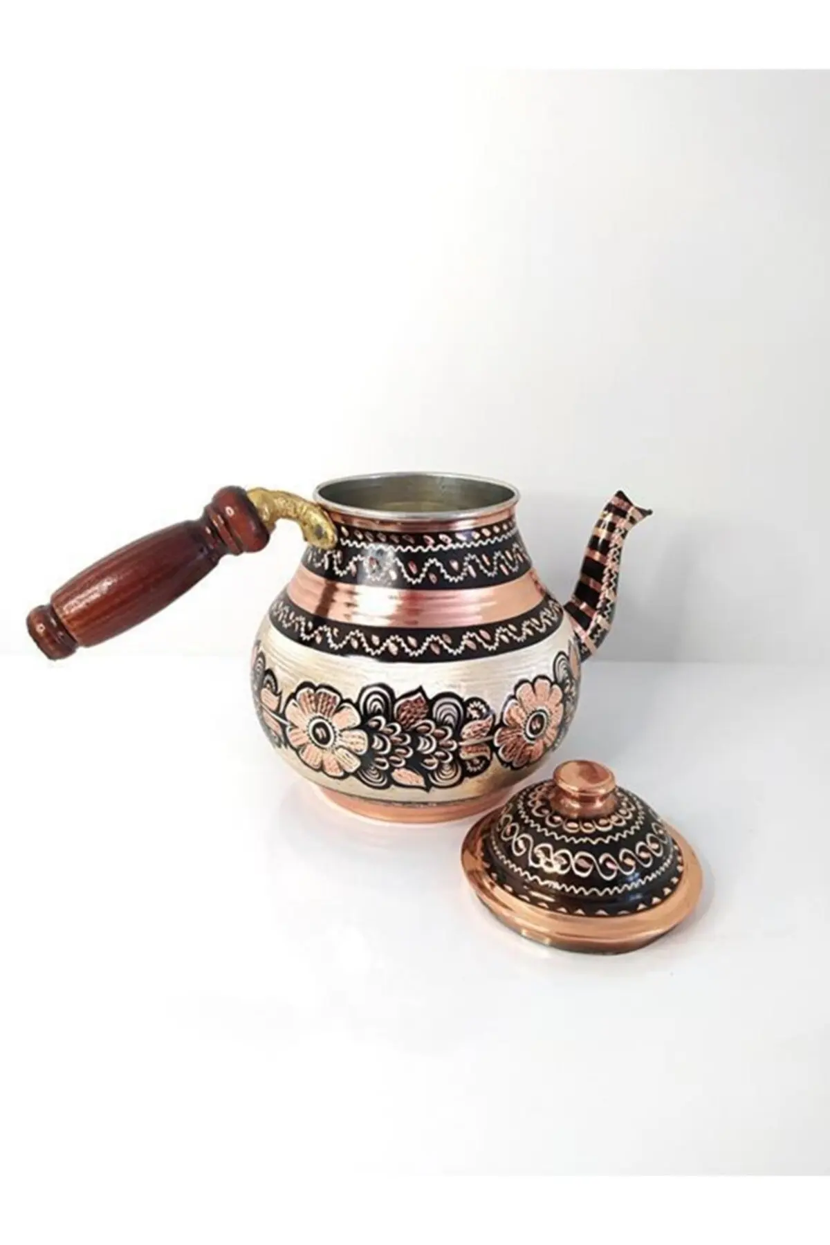 Erzincan Copper Teapot Ottoman Forged Custom Handmade Teapot Heated Turkish Handmade Coffee Tea Maker Kettle Traditional Gift