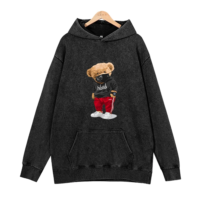 

Cartoon Cool Teddy Bear Hoodies Suit Men Fashion Long Sleeve Sweatshirts Women Casual Harajuku Tracksuit Sportpant