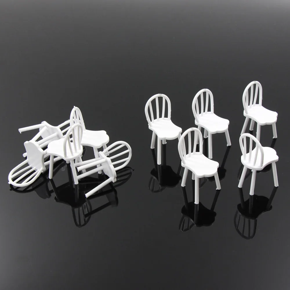 G Scale 1:25 White Chairs Settee Plastic Seats ZY19025 12pcs Model Scenery Evemodel