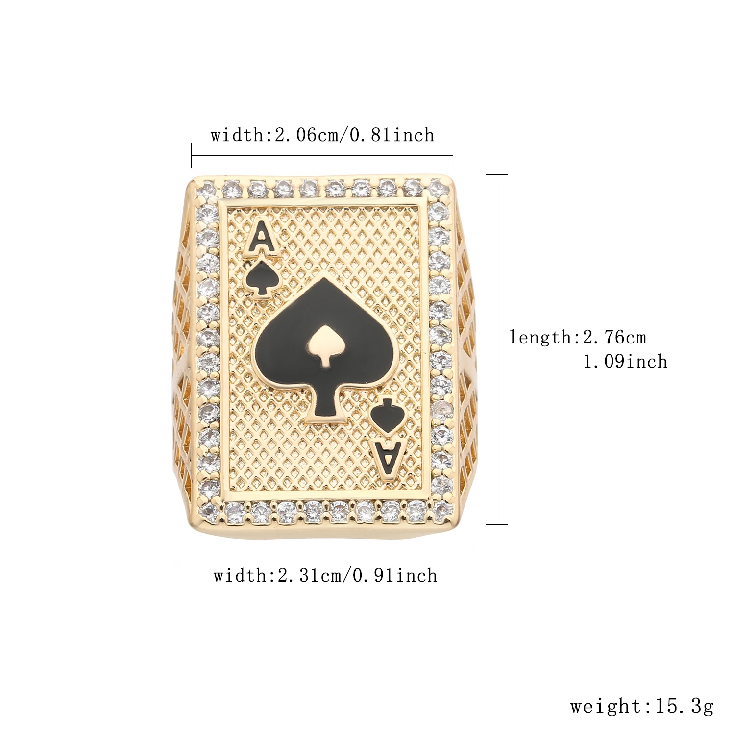 VCT Spades Ace of Hearts Men's Poker Cards Weight 15g Ring 7/8/9 Gambling Table Gambling Jewelry Men's Jewelry Gift
