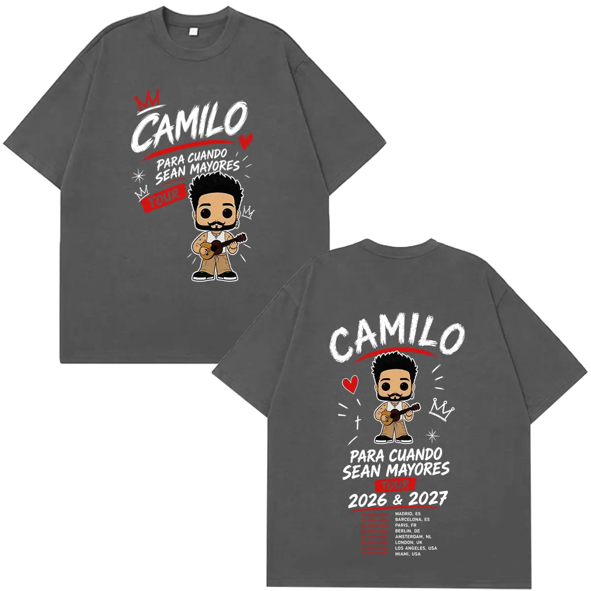 Singer Camilo Para Cuando Sean Mayores Tour 2026 T-shirts Men's Women Fashion Hip Hop Oversized T Shirts Cotton Casual T Shirt