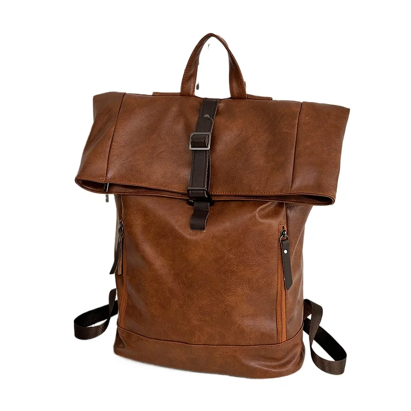 

Backpack Men's Large Capacity Computer Backpack Waterproof PU Leather Leisure Travel Backpack