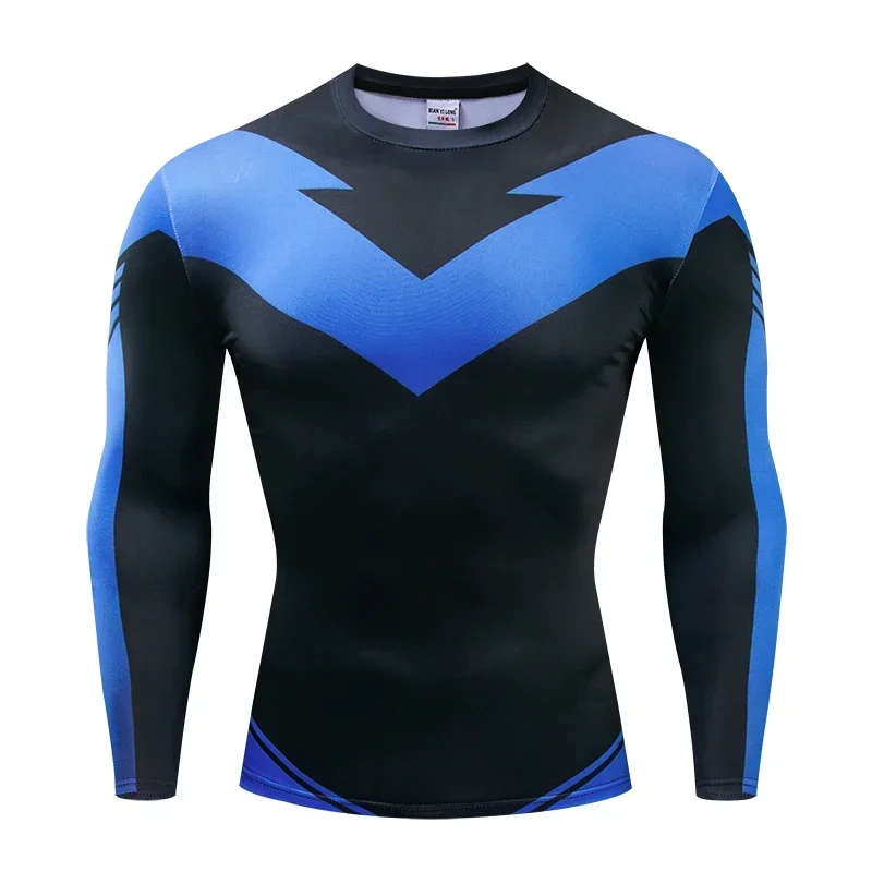 Kompressions-T-Shirts Sportbekleidung Gym Rash Guard Boxtraining Sport-Oberteile 3D Nightwing Herren T-Shirt Lauf-Schnelltrocknende Hemden Herren – Detail 11