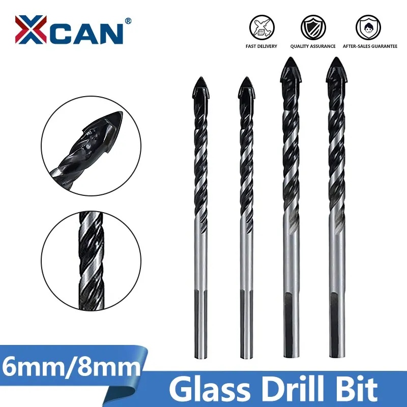 XCAN Drill Bit 10pcs 6/8mm Multifunctional Glass Metal Tile Drill Bit Triangle Diamond Drill Set Ceramic Concrete Wood Punching