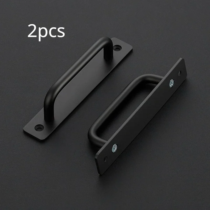 

2pcs Barn Door Handles, Sliding Handle, Black Cabinet Handles, Pull Handle, Aluminum Alloy Pulls with Plate