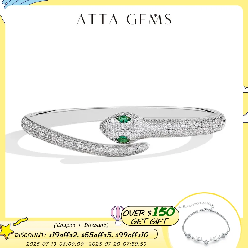 

ATTAGEMS 2024 Moissanite Bracelets for Women Men D VVS1 Original Snake Bracelet S925 Sterling Silver Wedding Party Jewelry Gifts