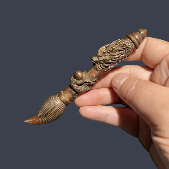 Chinese-style wealth feng shui decoration old bronze Wenchang pen ornaments large sum money into the wealth copper study craft