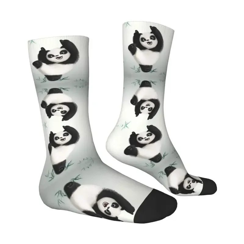 Fashion Print Chinese Wash Painting Panda Bear Socks for Men Women Stretch Summer Autumn Winter Animal Breathable Crew Sock