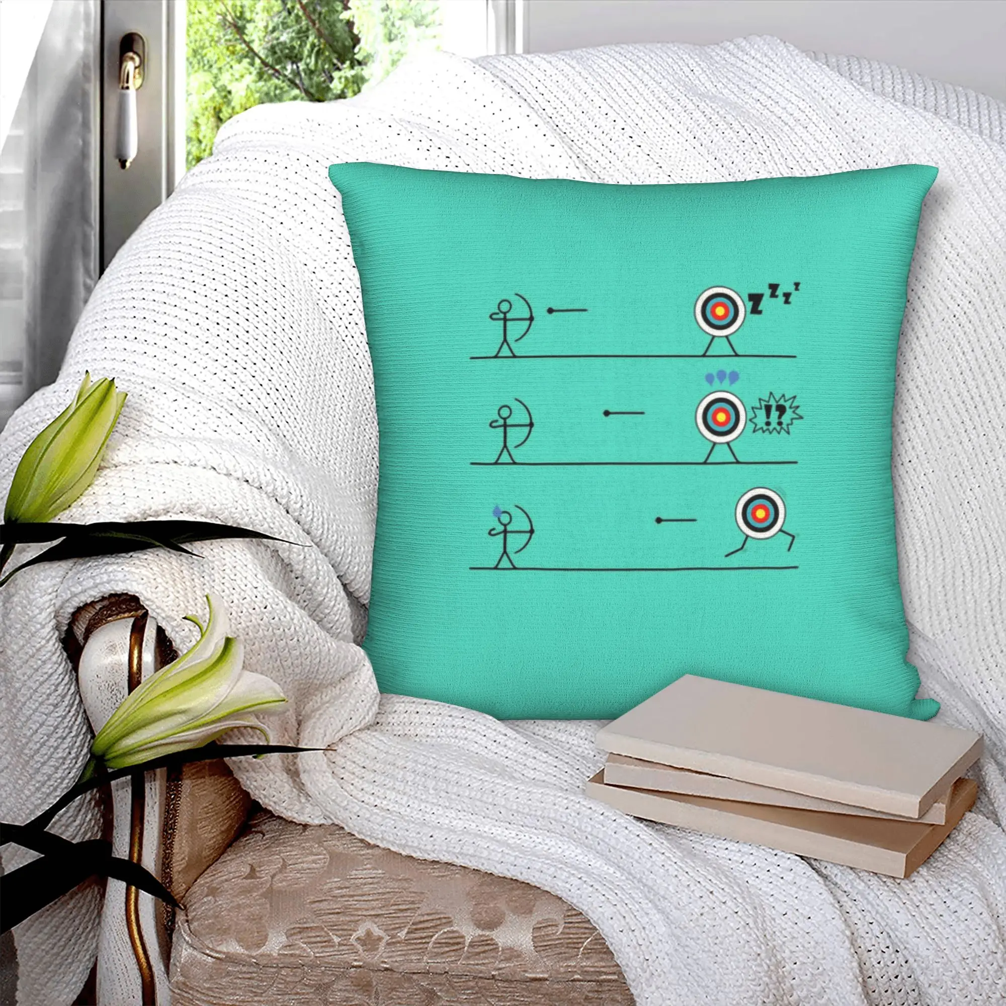 Running Archery Target Cushion Cover 45x45cm Velvet Archer Bow Hunting Pillow Case for Car Square Pillowcase Bedroom Decoration