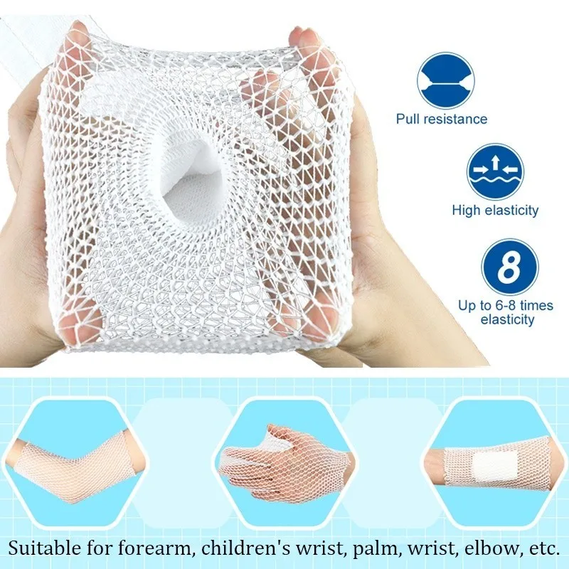 2M/Roll Elastic Mesh Wound Dressing Emergency Aid Gauze Stretchable Wrap for Head Elbow Ankle Knee Bandages