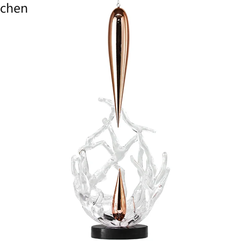 HYS Water Drop Sculpture Pendant Art Hanging Ceiling Soft Decoration Entrance Living Room Transparent Ornament
