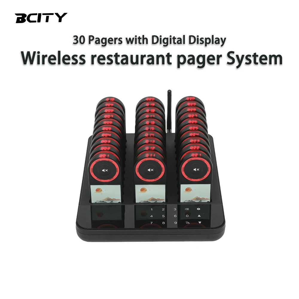 30 Pagers Wireless Restaurant Pager System for Fast Food BBQ Buffet, Waiting Restaurant Customer Pager, Queue Management System