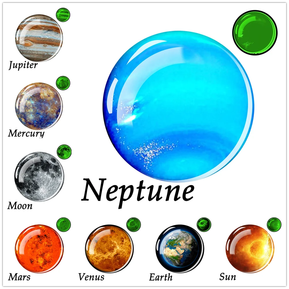 Circular Refrigerator Magnet for Home Decoration Nightlight Planet Uranus Neptune Earth Notes Notes
